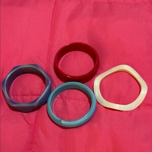 Set of 4 Bracelets - periwinkle, sky blue, red and cream white